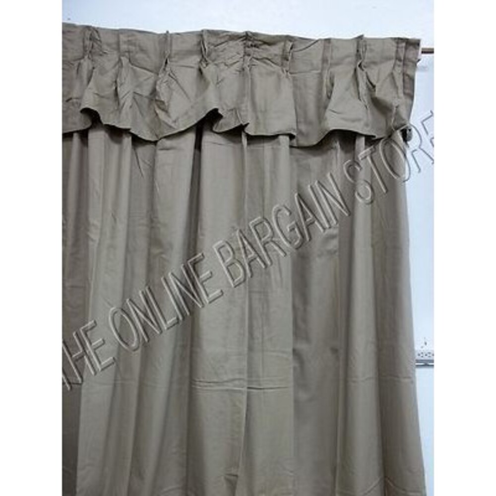Ballard Designs Pleated Valance Cotton Twill Drapes Panels Curtains Bark 54x120